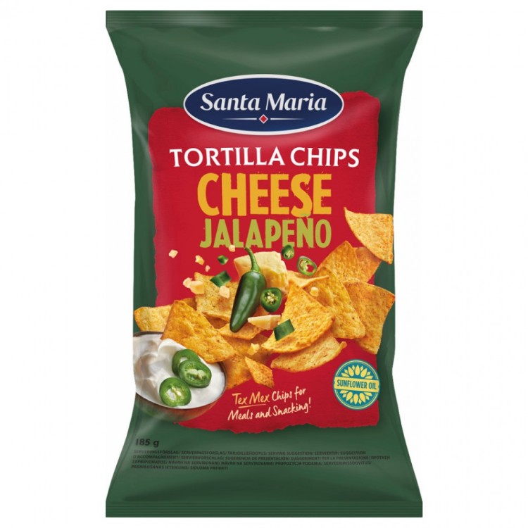 TORTILLA CHIPS CHEESE&JALAPENO SANTA MARIA 185ΓΡ