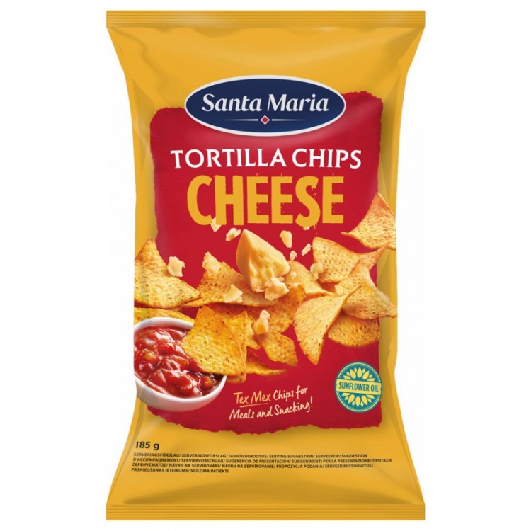 TORTILLA CHIPS CHEESE SANTA MARIA 185ΓΡ