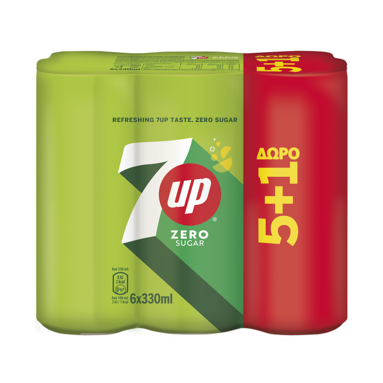 7UP SLEEK CAN 6X330ml (4x6τεμ) 5+1