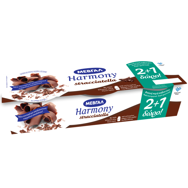 ΜΕΒΓΑΛ HARMONY  ΕΠΙΔΟΡΠΙΟ  ΓΙΑΟΥΡΤΙΟΥ  1% STRACCIATELLA  (3x200gr) 2+1ΔΩΡΟ