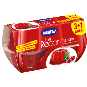 ΜΕΒΓΑΛ ΖΕΛΕ RECOR ΜΕ ΓΕΥΣΗ  ΚΕΡΑΣΙ  (4x128gr) (3+1 ΔΩΡΟ)
