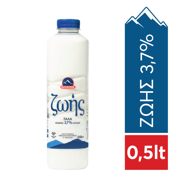 ΟΛΥΜΠΟΣ ΖΩΗΣ ΓΑΛΑ PET  ΠΛΗΡΕΣ 3,7% Λιπαρα 500ml