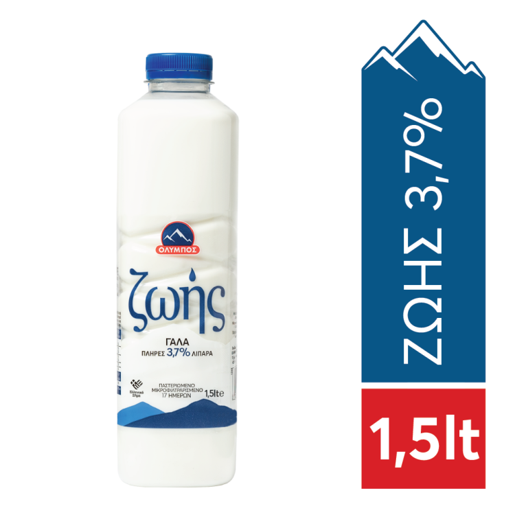 ΟΛΥΜΠΟΣ ΖΩΗΣ ΓΑΛΑ PET ΠΛΗΡΕΣ 3,7% Λιπαρα 1,5lt